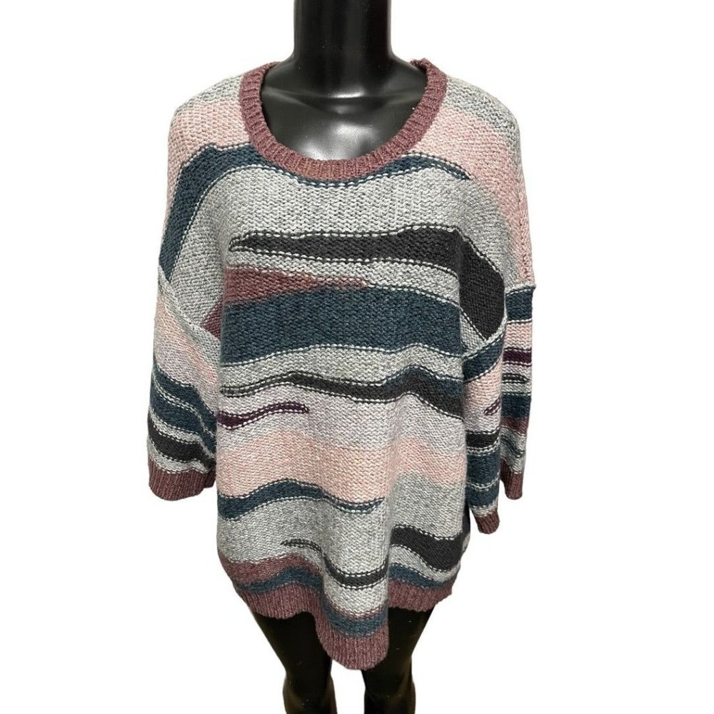 Large J. Jill PureJill Women's Soft Pullover Sweater Pink Frost 3/4 Sleeve